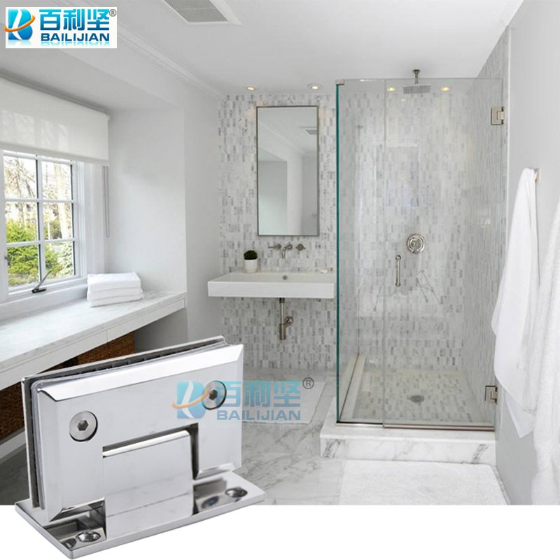 百利坚（BAILIJIAN) Precision casting 304 Stainless Steel Mirror Finish Bathroom Clamp Shower room Hinges Glass Door 90 degrees Hinge